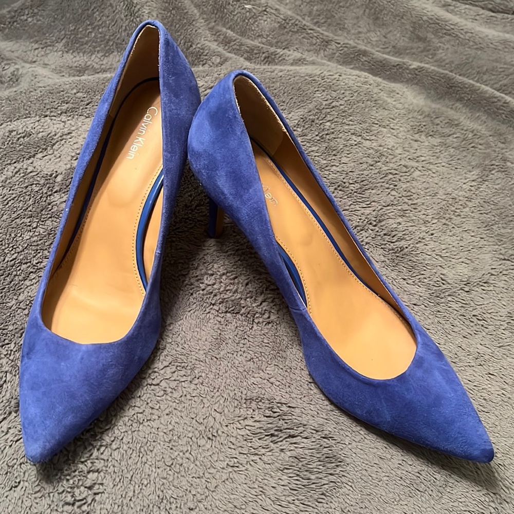Calvin Klein Blue Suede Heels - Picture 1 of 4